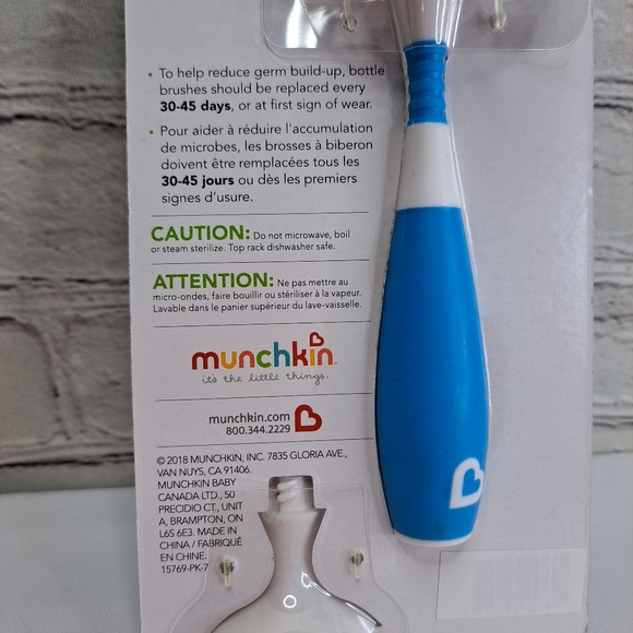 'MUNCHKIN' BOTTLE CLEANING BRUSH with SUCTION BASE STAND BLUE - Picture 8 of 12